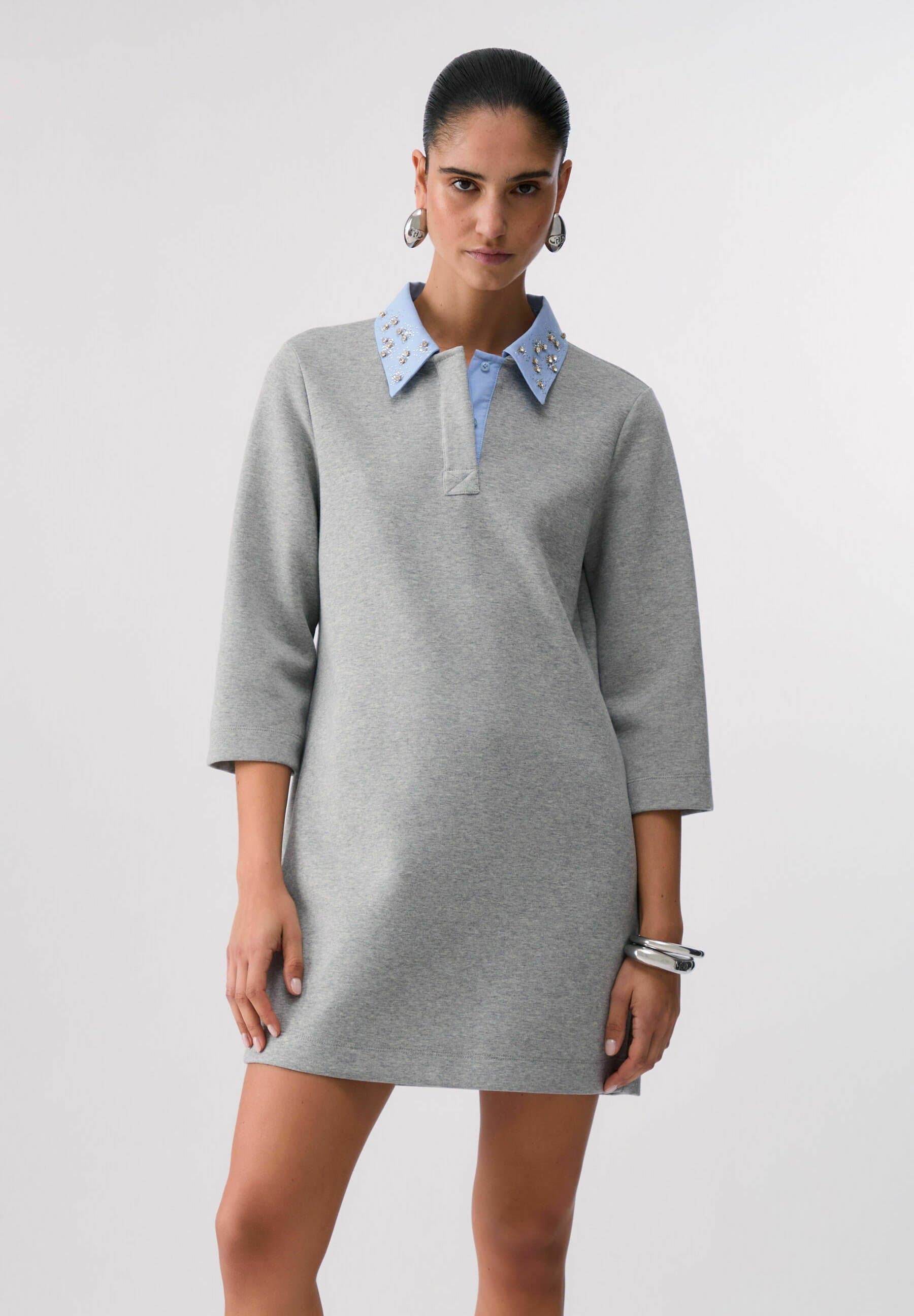 LIU JO SCUBA DRESS WITH BEJEWELLED EMBELLISHMENT