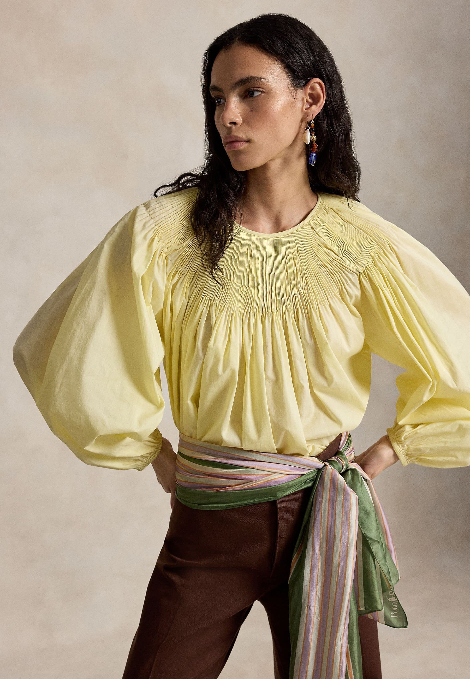 PINTUCKED COTTON SHIRT